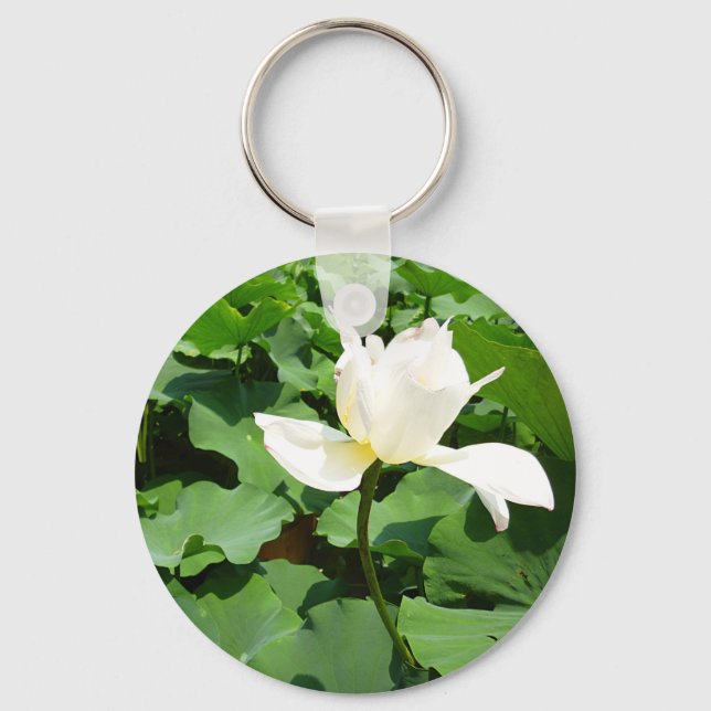 White Lotus Flower Nyckelring (Framsida)