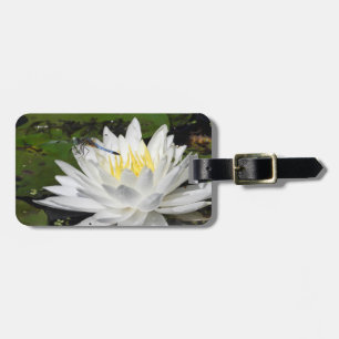 White Lotus Flower och Blue Dragonfly Bagagebricka