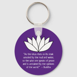 White Lotus Flower och Buddha Quote Nyckelring