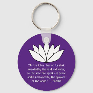 White Lotus Flower och Buddha Quote Nyckelring