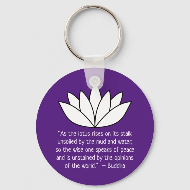 White Lotus Flower och Buddha Quote Nyckelring (Framsida)