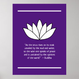 White Lotus Flower och Buddha Quote Poster