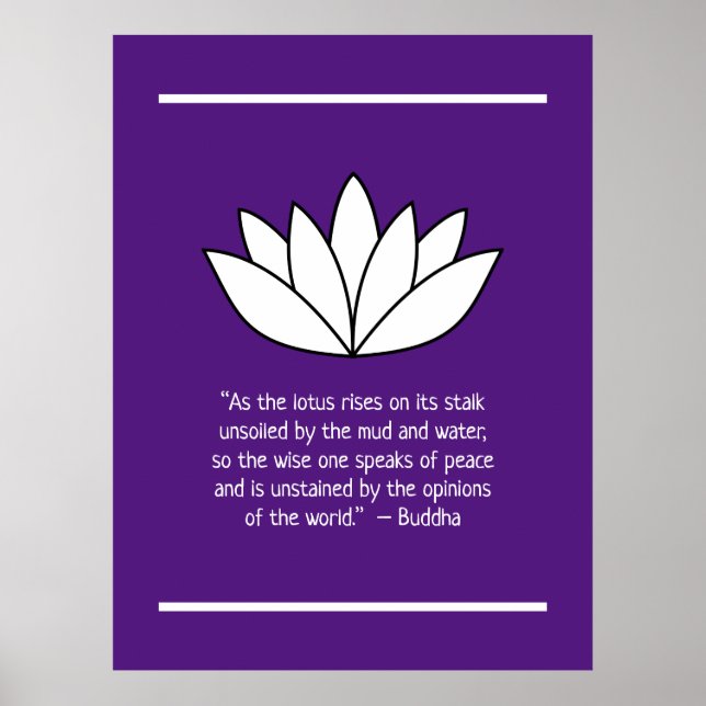 White Lotus Flower och Buddha Quote Poster (Framsidan)