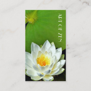 White Lotus Flower Photo Bright-Grönt Visitkort