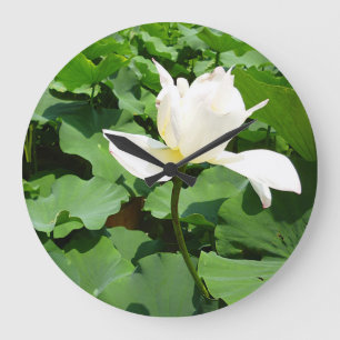 White Lotus Flower Stor Klocka