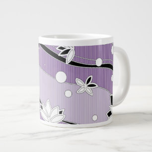 White Lotus Flowers på Lila Rand Jumbo Mugg
