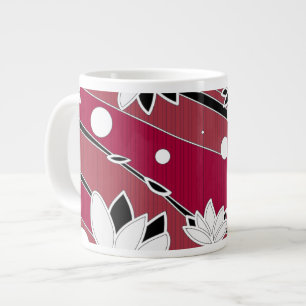 White Lotus Flowers på Red Rand Jumbo Mugg