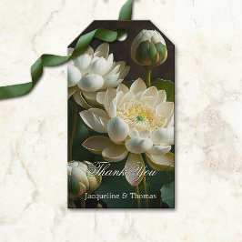 White Lotus Flowers Romantic Favor eller Presentetikett