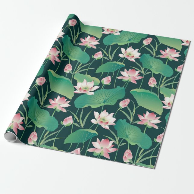 White Lotus Garden Presentpapper (Utrullad)