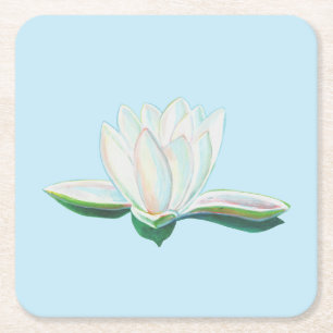 White Lotus Illustration Underlägg Papper Kvadrat
