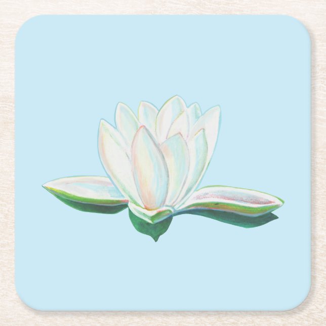 White Lotus Illustration Underlägg Papper Kvadrat (Framsidan)