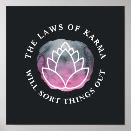 White Lotus Karma Motivational Quote Charcol Poster