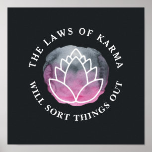 White Lotus Karma Motivational Quote Charcol Poster