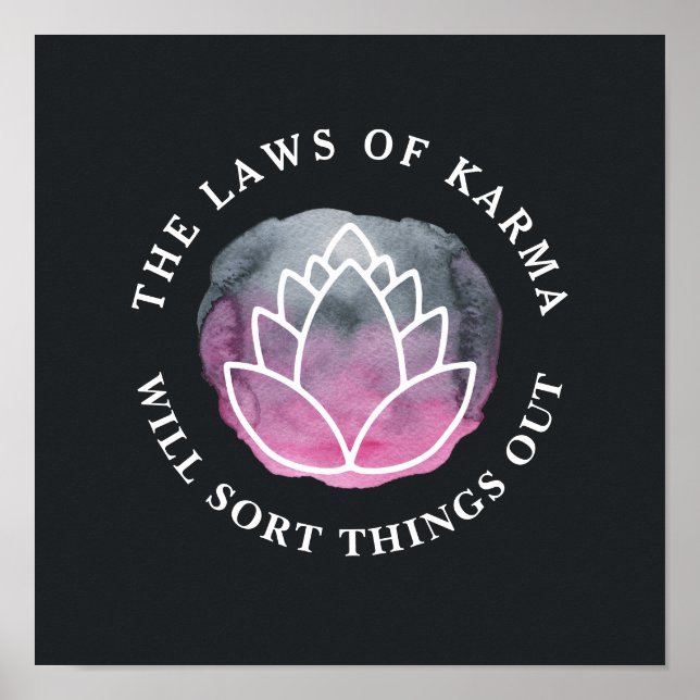 White Lotus Karma Motivational Quote Charcol Poster (Framsidan)