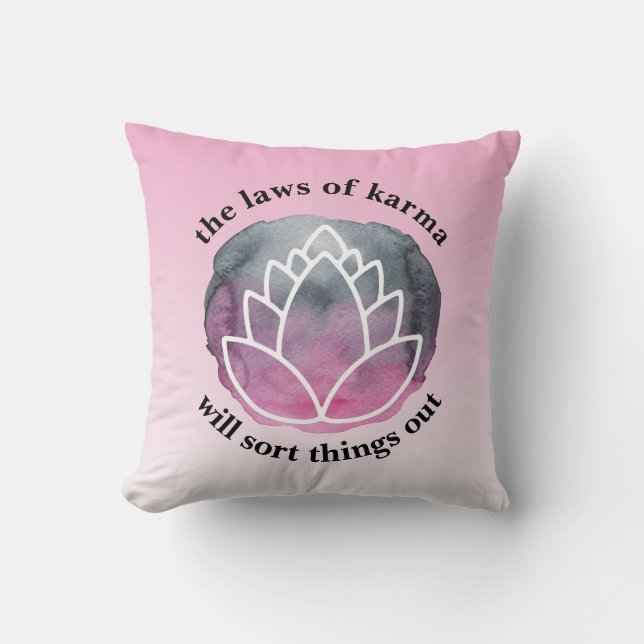 White Lotus Laws of Karma Inspirational Quote Kudde (Framsida)