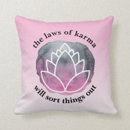 White Lotus Laws of Karma Inspirational Quote Kudde