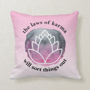 White Lotus Laws of Karma Inspirational Quote Kudde