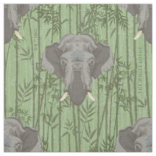 White Lotus Majestic Elephants Mönster Tyg