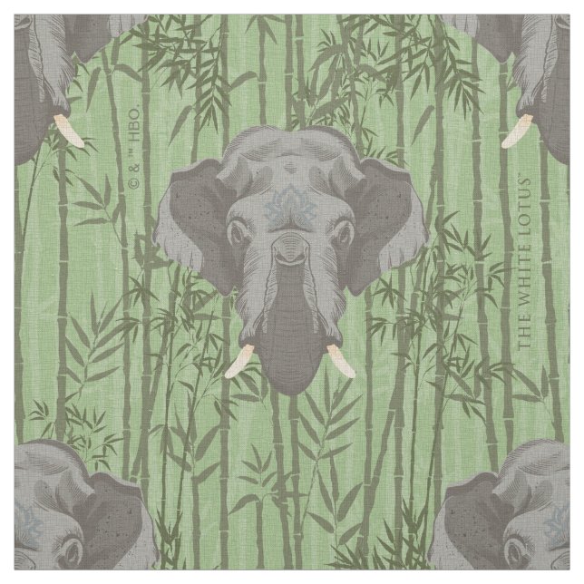 White Lotus Majestic Elephants Mönster Tyg (Provkarta)