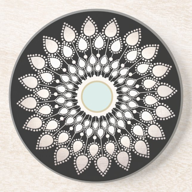 White Lotus Mandala Underlägg Sandsten (Framsidan)