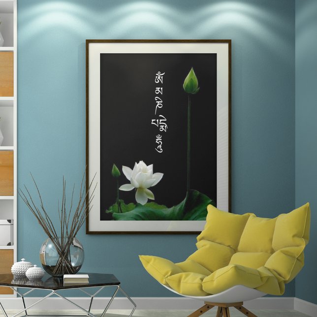 White Lotus Om Mani Padme Hum Buddhist Mantra Poster (Skapare uppladdad)