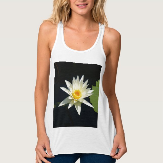 White Lotus Waterlily Tanktop Linne Med Racerback (Framsida)