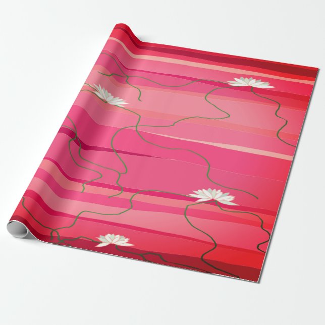 White Lotus Wrapping Papprare Presentpapper (Utrullad)