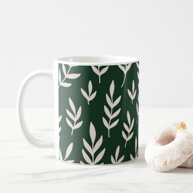 White lövs kaffemugg (Med munk)