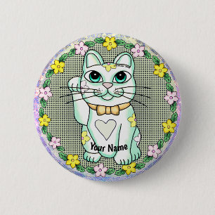 White Lucky Cat-stift Knapp
