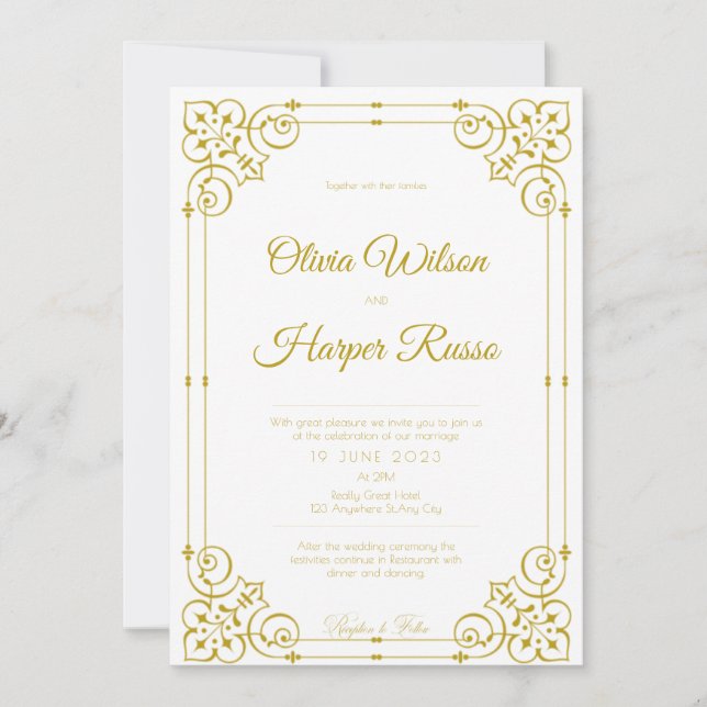 white luxury wedding invitation inbjudningar (Framsida)