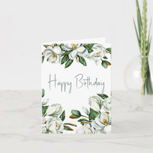 White Magnolia Birthday Kort