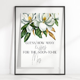 White Magnolia Blommig Gissa Hur Många Kyssar Spel Poster
