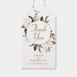 White Magnolia blommigt bröllop Presentetikett