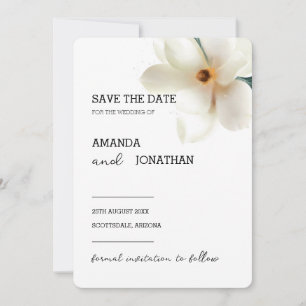 White Magnolia Blommigt Bröllop spara datum Card Inbjudningar