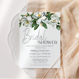 White Magnolia Blommigt Rustic Möhippa Inbjudningar