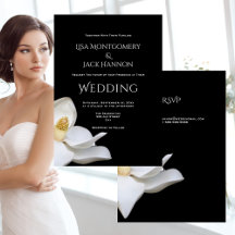 White Magnolia Elegant Blommigt på Black Bröllop