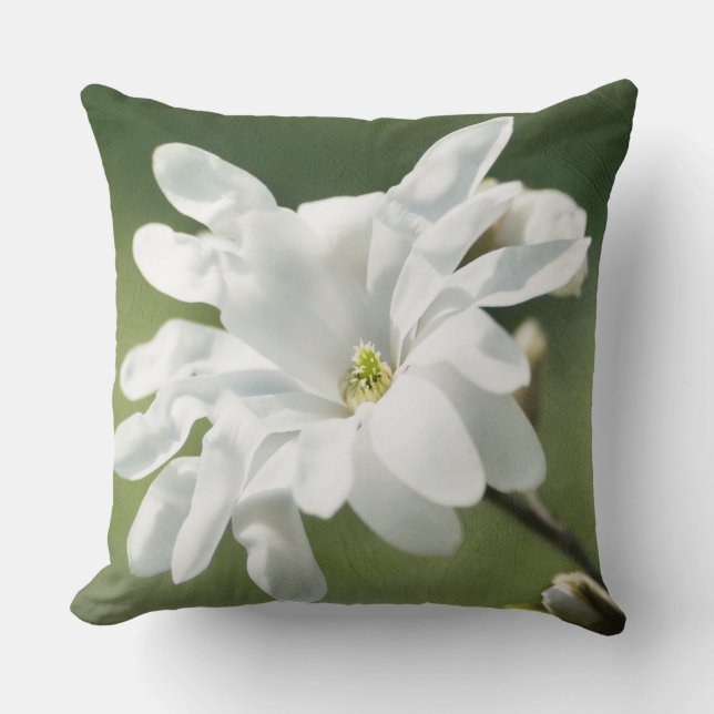 White Magnolia Flower Kudde (Framsida)