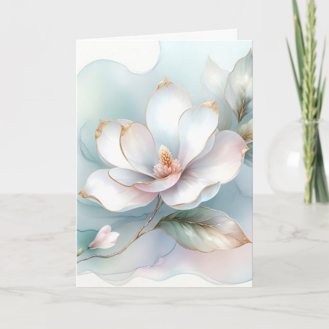 White Magnolia Flower Sympathy Kort (Framsida)