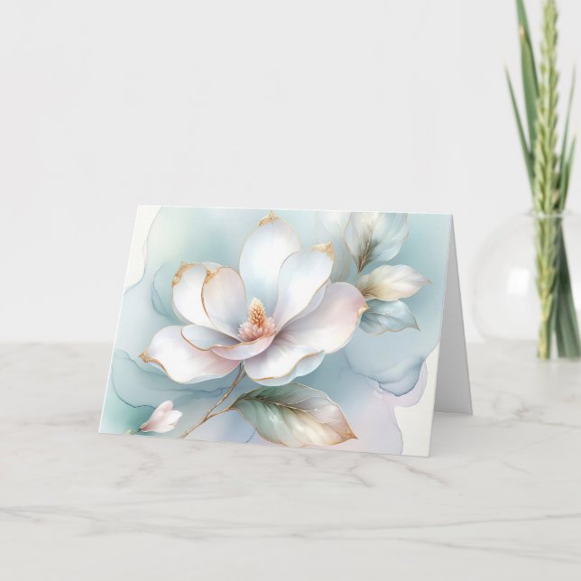 White Magnolia Flower Sympathy Kort (Framsida)