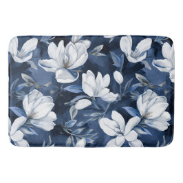 White Magnolia Flowers, Blue Background Badrumsmatta