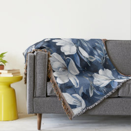 White Magnolia Flowers, Blue Background Filt