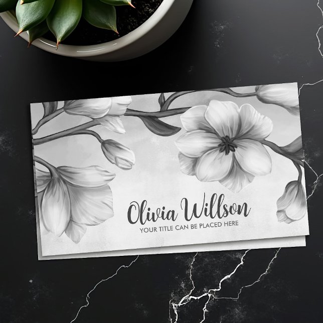 White Magnolia Flowers Illustration Visitkort (Skapare uppladdad)