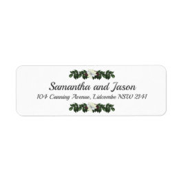 White Magnolia Greenery Blommigt Returadress Returadress Etikett