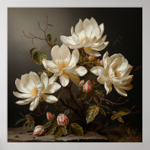 White Magnolia gren med blommar