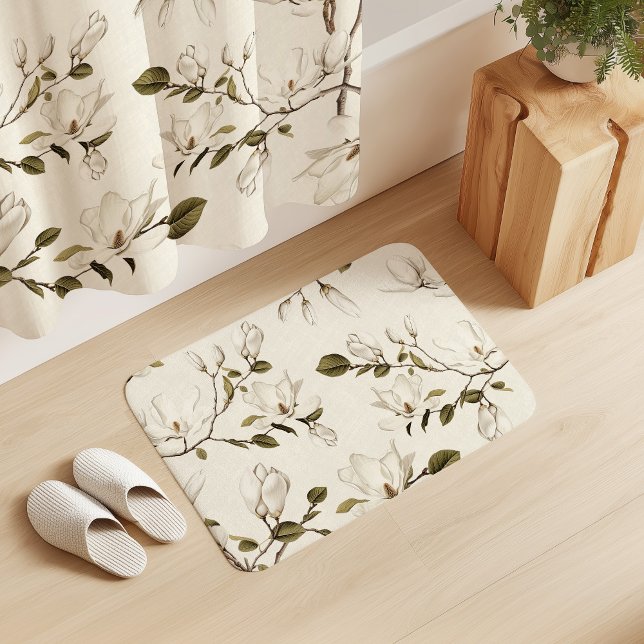 White Magnolia Grove on Cream Badrumsmatta (Skapare uppladdad)