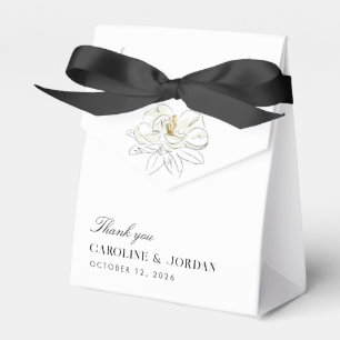 White Magnolia Illustration Modern Minimal Bröllop Presentaskar