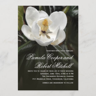 White Magnolia Modern Blommigt Inbjudningar