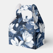 White Magnolia Mönster på midnattschafon