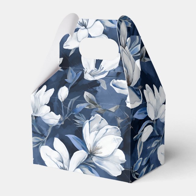 White Magnolia Mönster på midnattschafon Presentaskar (Framsidan Sidan)