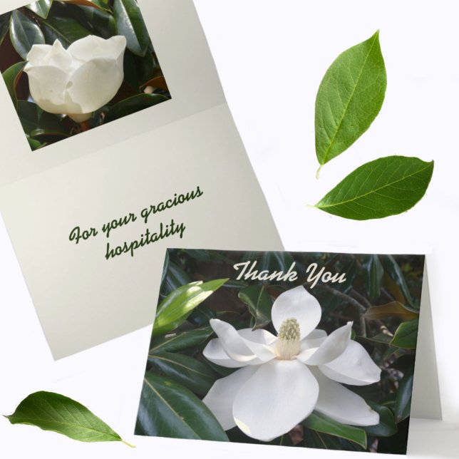 White Magnolia Photographic Botanical Tack Kort (Skapare uppladdad)